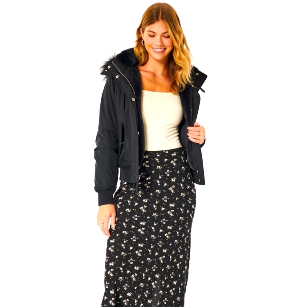 All-weather faux fur-lined bomber jacket